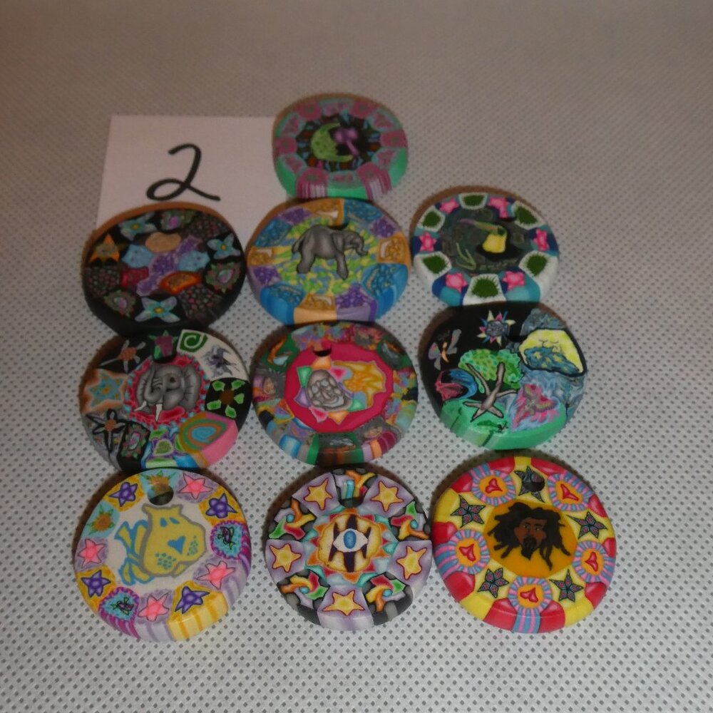 FIMO Clay Pendants Assorted Designs Pack of 10 - Picture 4 of 10
